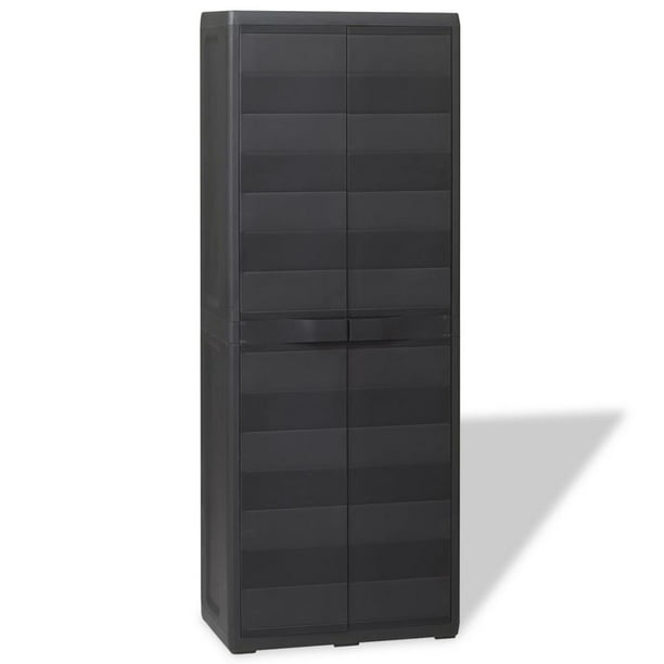 Details about  / Adjustable Outdoor Garden Storage Cabinet with 3 Shelves Black and Gray Locker